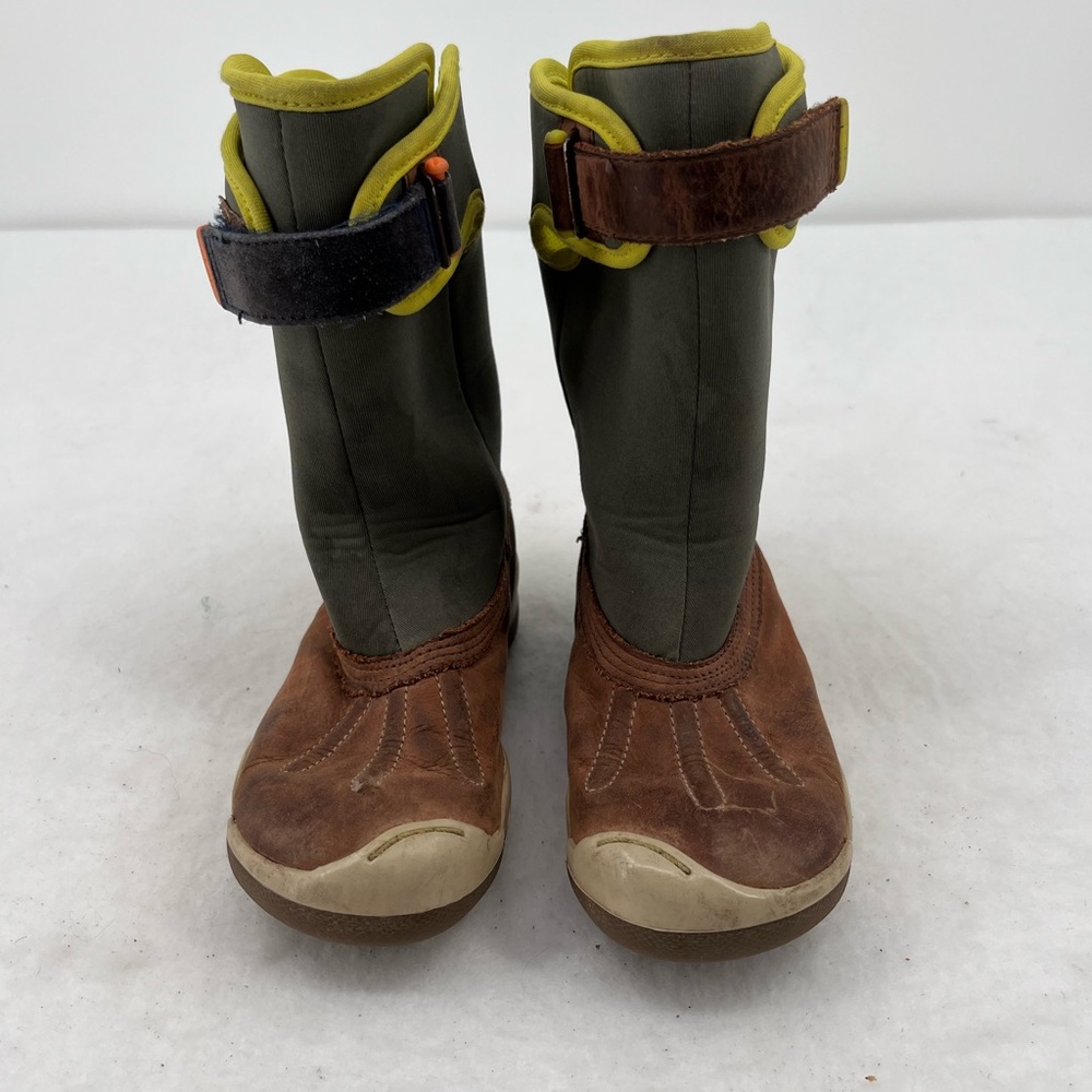 PLAE Boys Thandi Waterproof Boots Pull-On Gray/Brown/Yellow size: 9.5